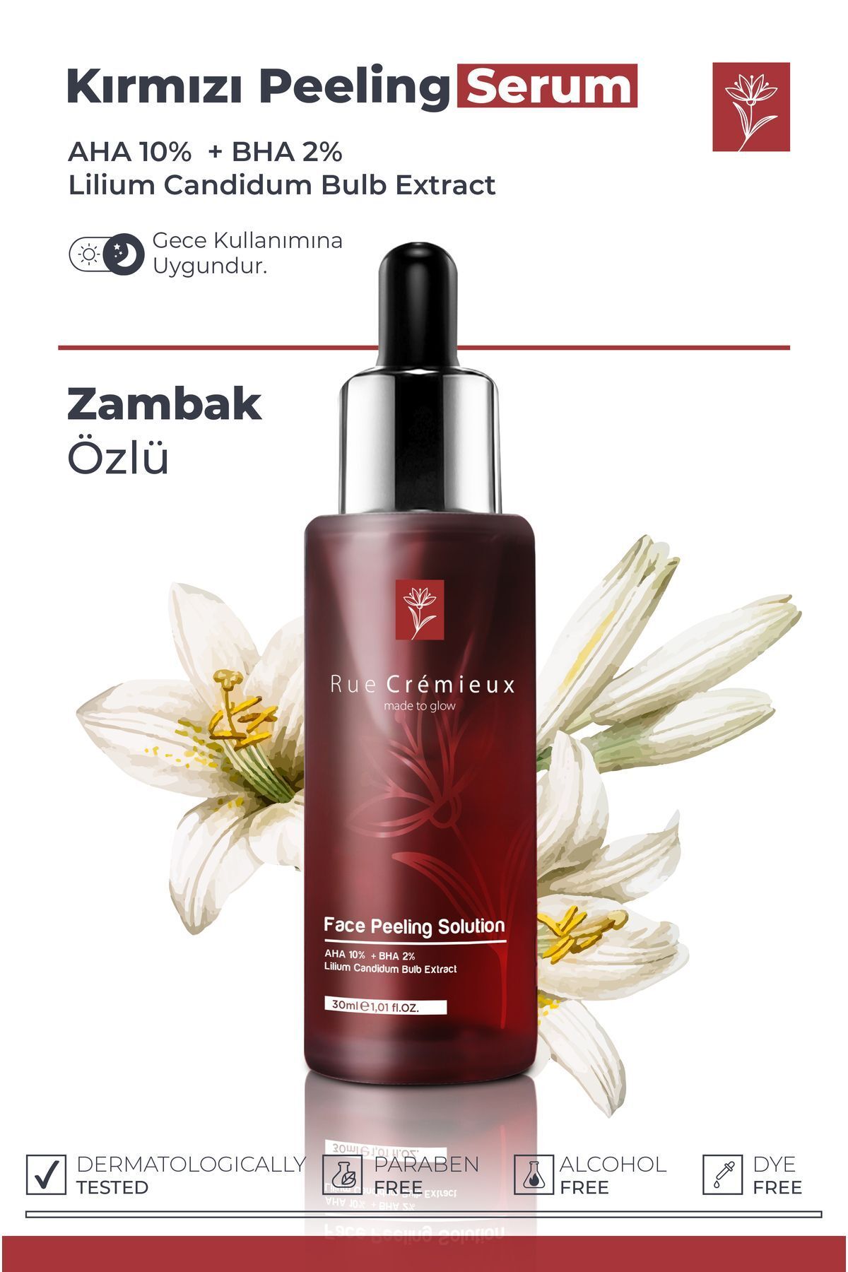 Aha & Bha Cilt Tonu Eşitleyici Ve Zambak Özlü Kırmızı Peeling Cilt Serumu 30ml-aha 10% Bha 2%-tk