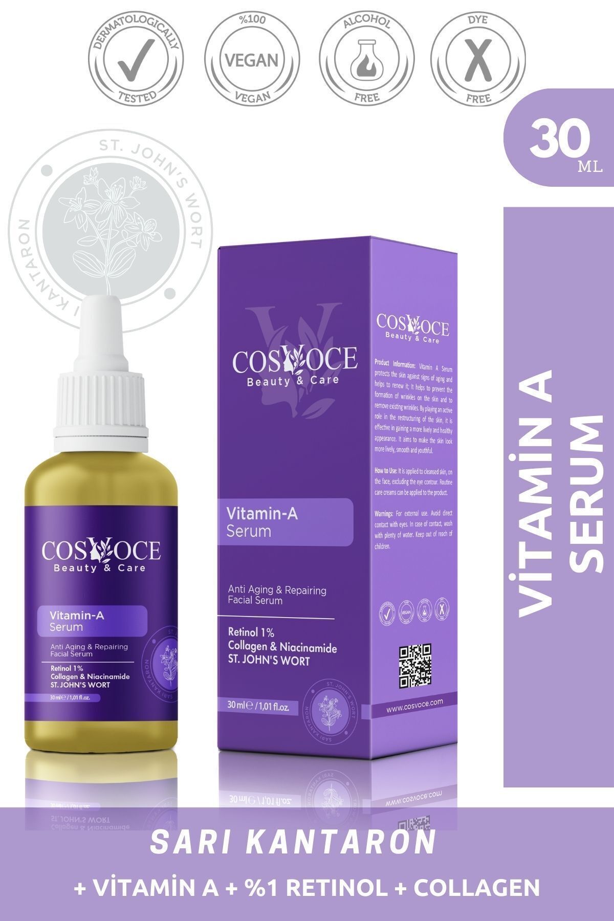 Vitamin A Yaşlanma Karşıtı Cilt Bakım Serumu 30 ml Retinol%1 Collagen Niacinamide)